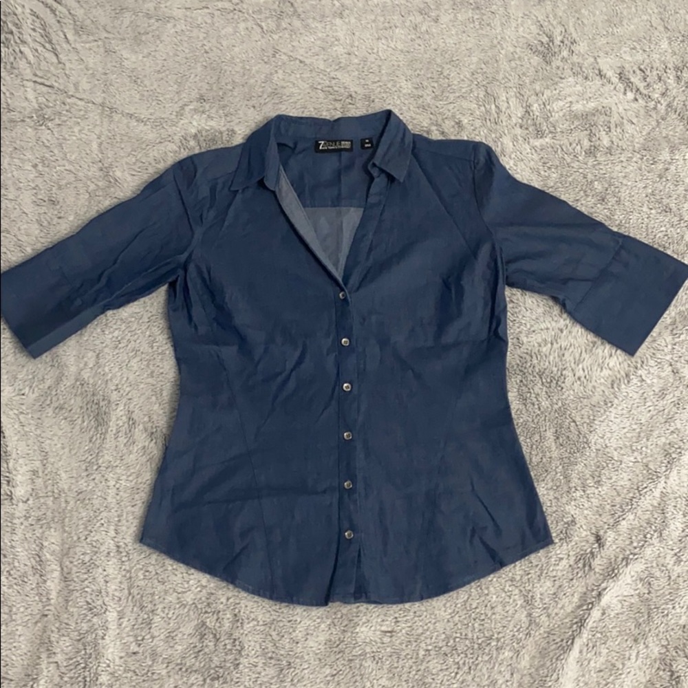 Button Down Stretch Denim Shirt